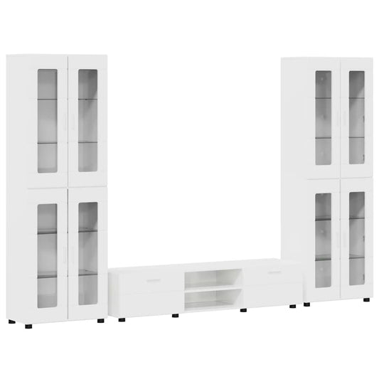 TV Cabinet Set FLORIN 3 pcs High Gloss White Engineered Wood TV Cabinet Set FLORIN 3 pcs High Gloss White Engineered Wood