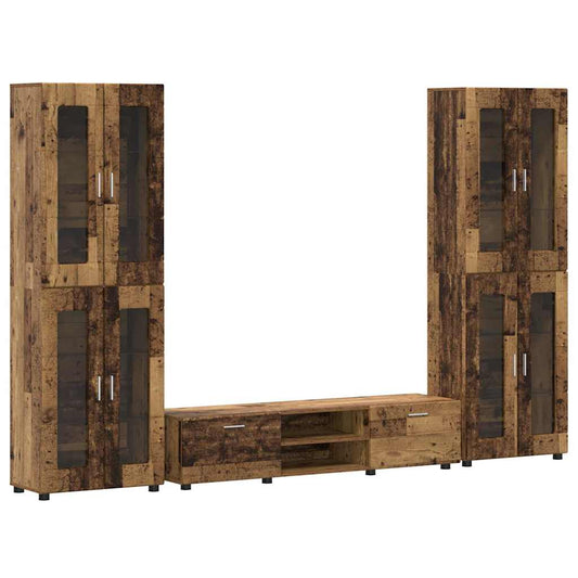 TV Cabinet Set with Shelf FLORIN 3 pcs Old Wood Engineered Wood TV Cabinet Set with Shelf FLORIN 3 pcs Old Wood Engineered Wood