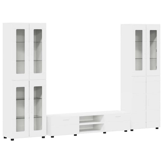 TV Cabinet Set with Drawer FLORIN 3 pcs White Engineered Wood TV Cabinet Set with Drawer FLORIN 3 pcs White Engineered Wood