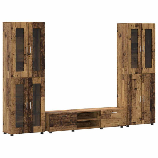 TV Cabinet Set with Shelf FLORIN 3 pcs Old Wood Engineered Wood TV Cabinet Set with Shelf FLORIN 3 pcs Old Wood Engineered Wood