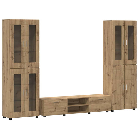 TV Cabinet Set FLORIN 3 pcs Artisan Oak Engineered Wood TV Cabinet Set FLORIN 3 pcs Artisan Oak Engineered Wood