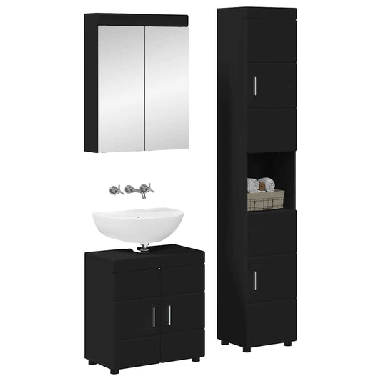 Bathroom Furniture Set TULUM 3 pcs Black 60 x 34 x 63 cm Bathroom Furniture Set TULUM 3 pcs Black 60 x 34 x 63 cm