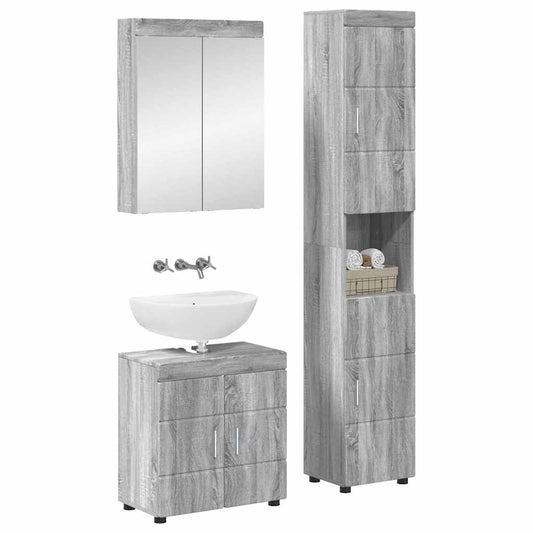 Bathroom Furniture Set TULUM 3 pcs Grey Sonoma 60 x 34 x 63 cm Bathroom Furniture Set TULUM 3 pcs Grey Sonoma 60 x 34 x 63 cm
