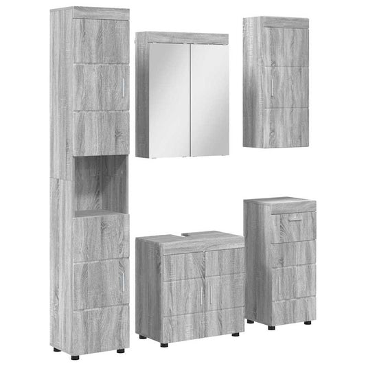Bathroom Furniture Set TULUM 5 pcs Grey Sonoma 60 x 34 x 63 cm Bathroom Furniture Set TULUM 5 pcs Grey Sonoma 60 x 34 x 63 cm