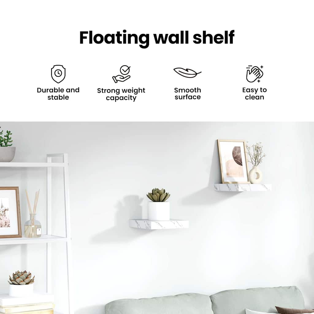 Wall Shelf White Marble 23 x 23.5 x 4 cm Engineered Wood