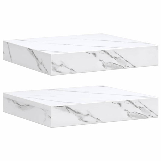 Wall Shelf 2 pcs White Marble 23 x 23.5 x 4 cm Engineered Wood Wall Shelf 2 pcs White Marble 23 x 23.5 x 4 cm Engineered Wood