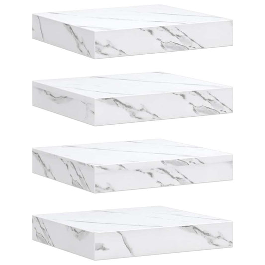 Wall Shelf 4 pcs White Marble 23 x 23.5 x 4 cm Engineered Wood Wall Shelf 4 pcs White Marble 23 x 23.5 x 4 cm Engineered Wood