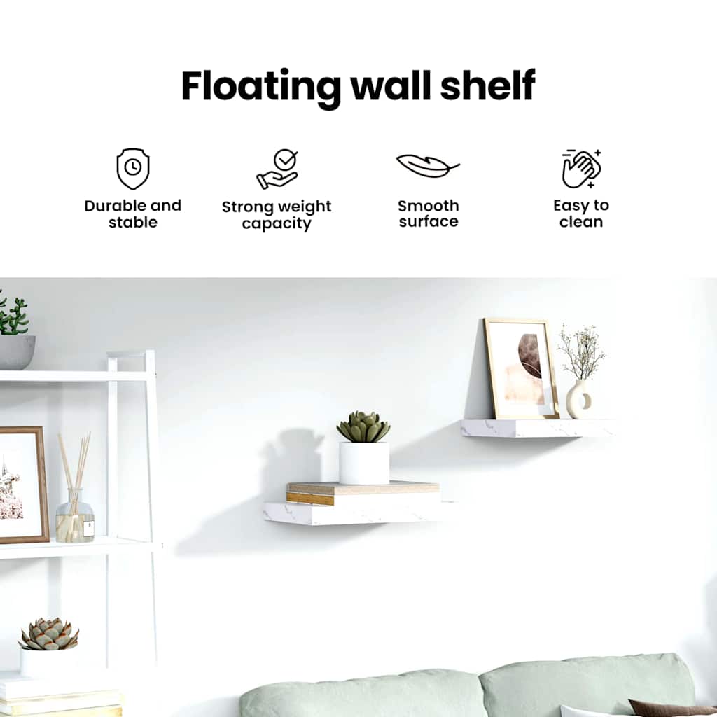 Wall Shelf White Marble 40 x 23.5 x 4 cm Engineered Wood
