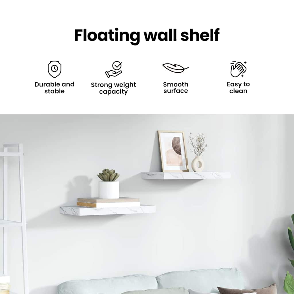 Wall Shelf White Marble 50 x 23 x 4 cm Engineered Wood