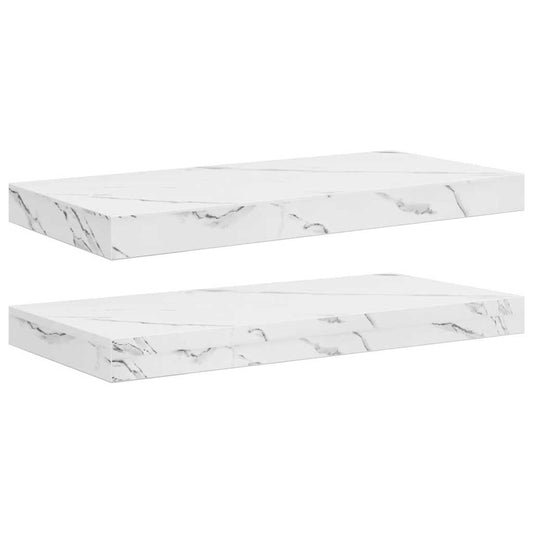 Wall Shelf 2 pcs White Marble 50 x 23.5 x 4 cm Engineered Wood Wall Shelf 2 pcs White Marble 50 x 23.5 x 4 cm Engineered Wood