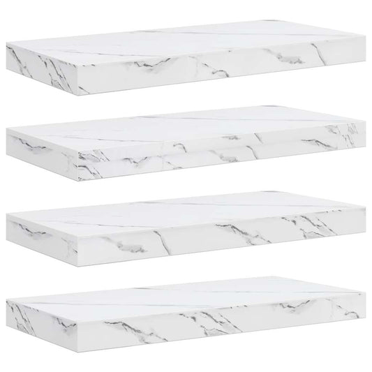 Wall Shelf 4 pcs White Marble 50 x 23.5 x 4 cm Engineered Wood Wall Shelf 4 pcs White Marble 50 x 23.5 x 4 cm Engineered Wood