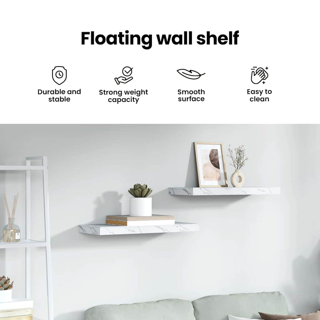 Wall Shelf White Marble 60 x 23 x 4 cm Engineered Wood