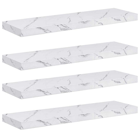 Wall Shelf 4 pcs White Marble 80 x 23.5 x 4 cm Engineered Wood Wall Shelf 4 pcs White Marble 80 x 23.5 x 4 cm Engineered Wood