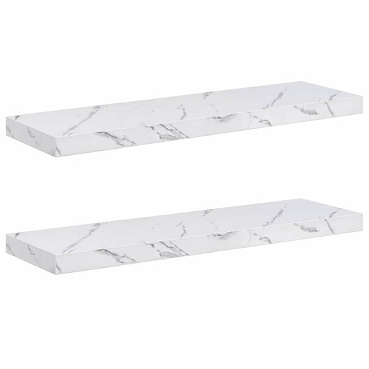Wall Shelf 2 pcs White Marble 90 x 23.5 x 4 cm Engineered Wood Wall Shelf 2 pcs White Marble 90 x 23.5 x 4 cm Engineered Wood
