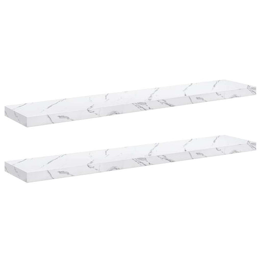 Wall Shelf 2 pcs White Marble 120 x 23.5 x 4 cm Engineered Wood Wall Shelf 2 pcs White Marble 120 x 23.5 x 4 cm Engineered Wood