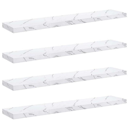 Wall Shelf 4 pcs White Marble 120 x 23.5 x 4 cm Engineered Wood Wall Shelf 4 pcs White Marble 120 x 23.5 x 4 cm Engineered Wood