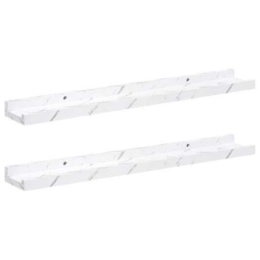 Wall Shelf 2 pcs White Marble 60 x 9 x 3 cm Engineered Wood Wall Shelf 2 pcs White Marble 60 x 9 x 3 cm Engineered Wood