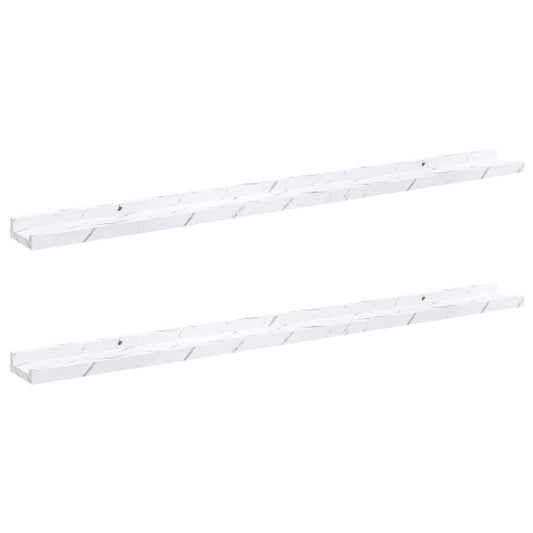 Wall Shelf 2 pcs White Marble 100 x 9 x 3 cm Engineered Wood Wall Shelf 2 pcs White Marble 100 x 9 x 3 cm Engineered Wood