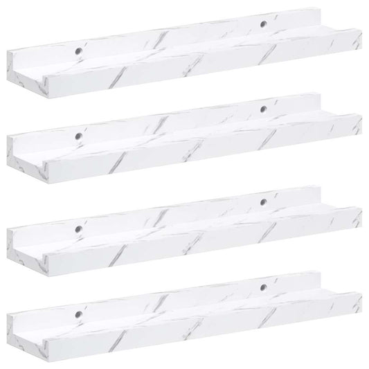 Wall Shelf 4 pcs White Marble 40 x 9 x 3 cm Engineered Wood Wall Shelf 4 pcs White Marble 40 x 9 x 3 cm Engineered Wood