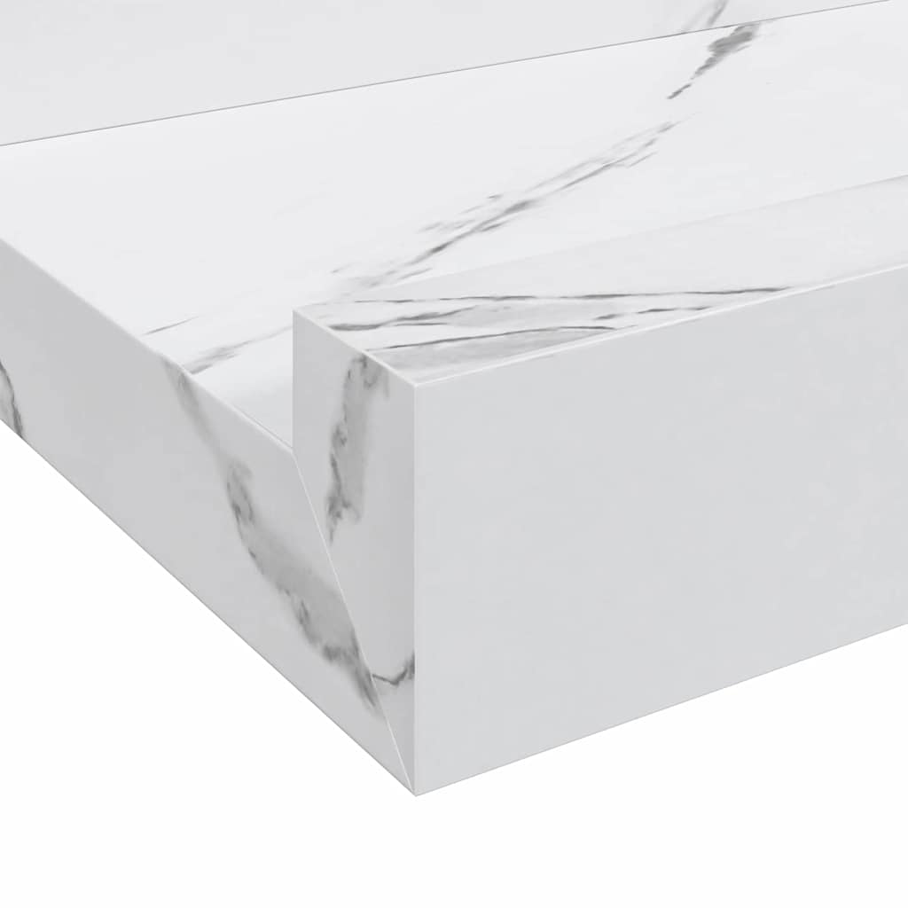 Wall Shelf 4 pcs White Marble 100 x 9 x 3 cm Engineered Wood