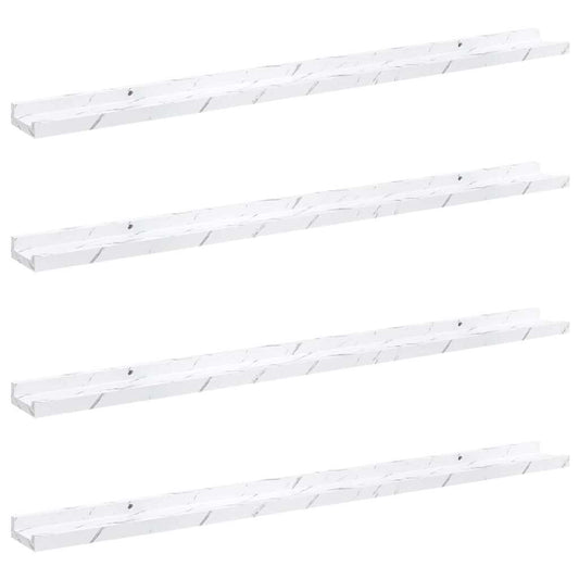 Wall Shelf 4 pcs White Marble 100 x 9 x 3 cm Engineered Wood Wall Shelf 4 pcs White Marble 100 x 9 x 3 cm Engineered Wood