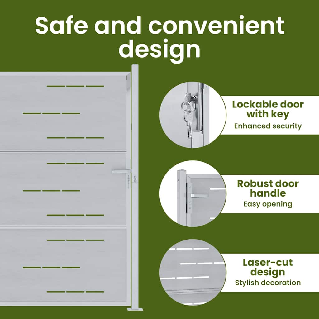 Garden Gate with Lock Silver 85 x 120 cm Stainless Steel