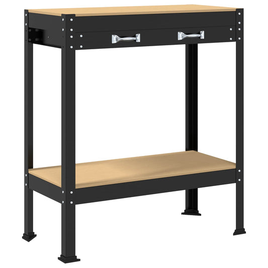 Workbench Black 80 x 40 x 91 cm Engineered Wood and Metal Workbench Black 80 x 40 x 91 cm Engineered Wood and Metal