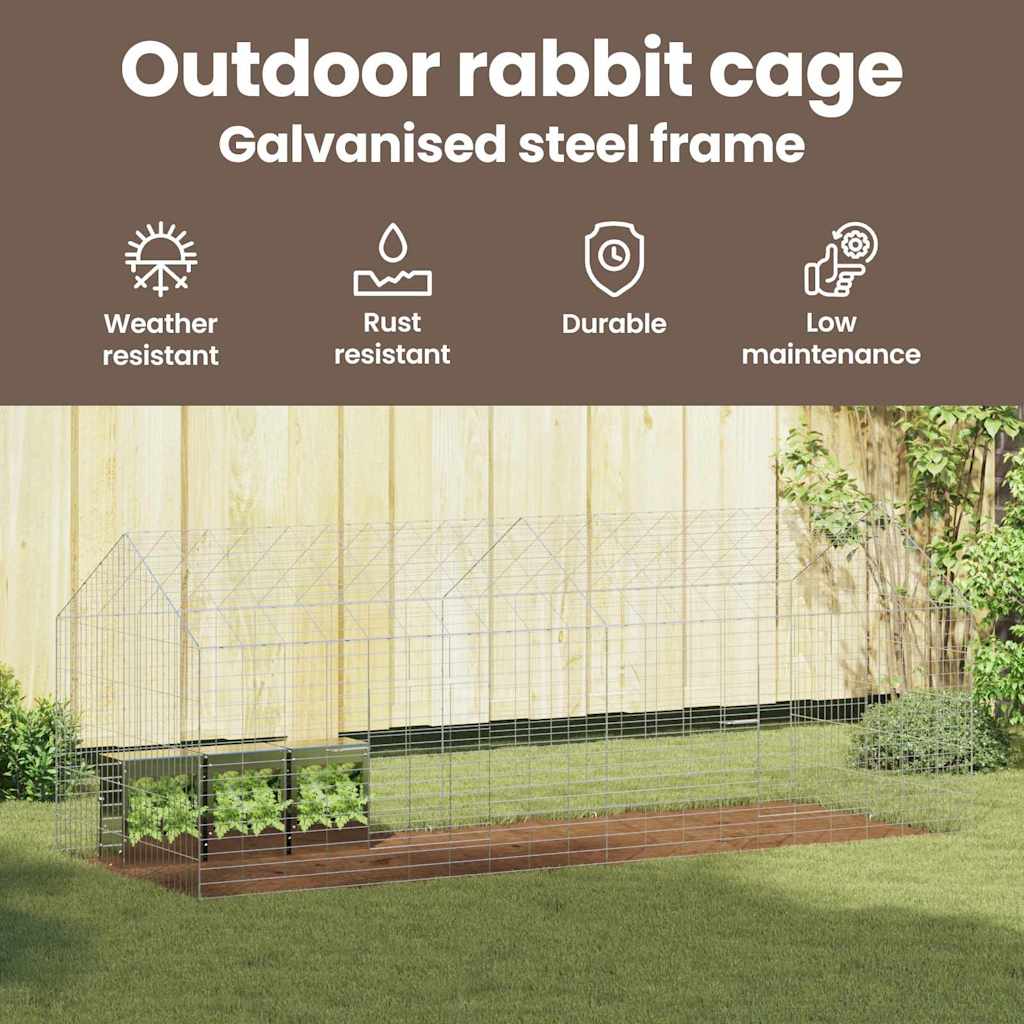 Rabbit Cage Silver 200 x 78 x 78 cm Galvanised Steel