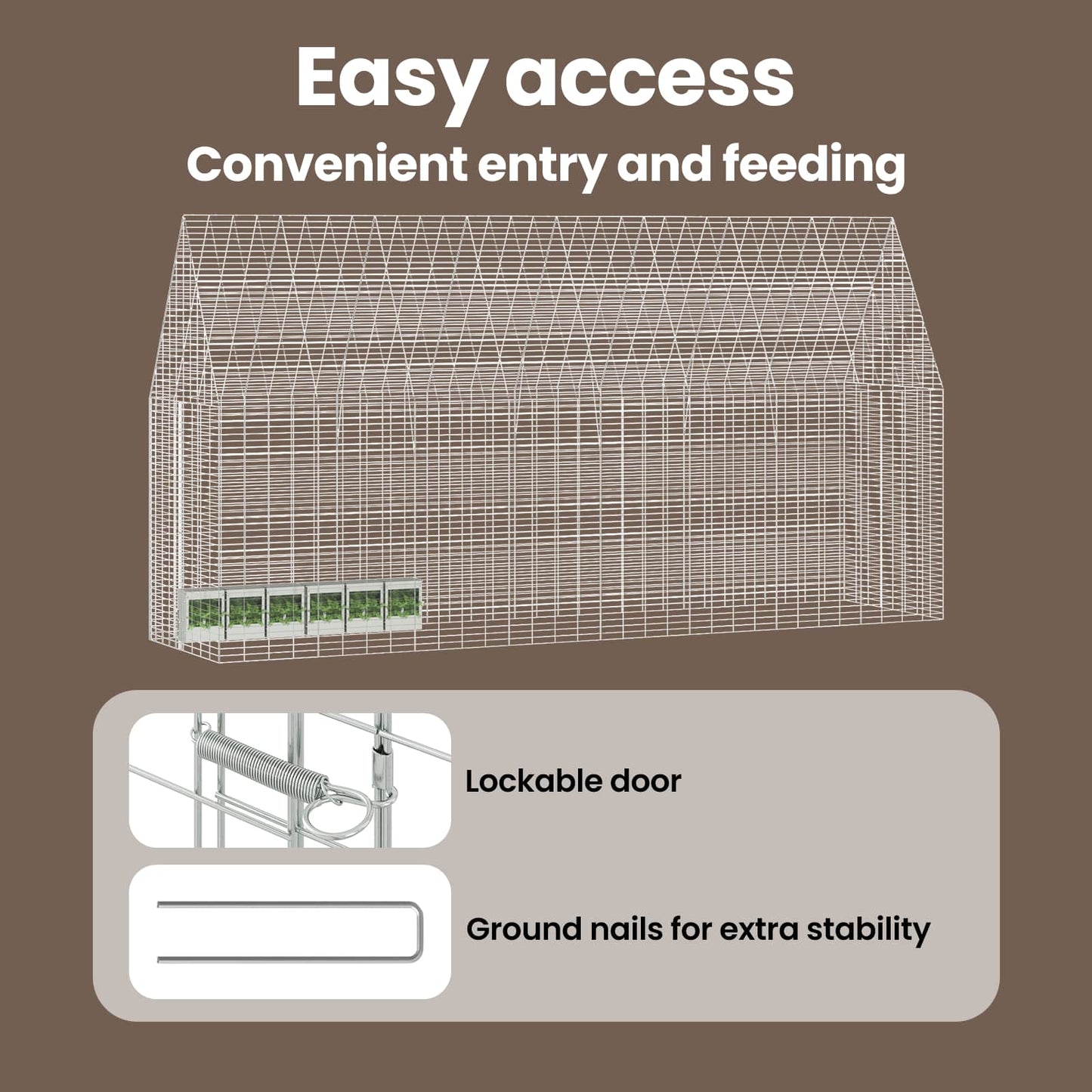 Rabbit Cage Silver 400 x 100 x 210 cm Galvanised Steel