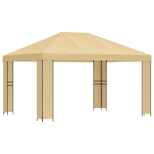 Gazebo 4 x 3 m Cream Polyester and Steel 190 gsm Gazebo 4 x 3 m Cream Polyester and Steel 190 gsm