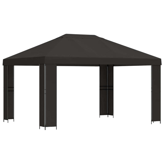 Gazebo 4 x 3 m Anthracite Polyester and Steel 190 gsm Gazebo 4 x 3 m Anthracite Polyester and Steel 190 gsm