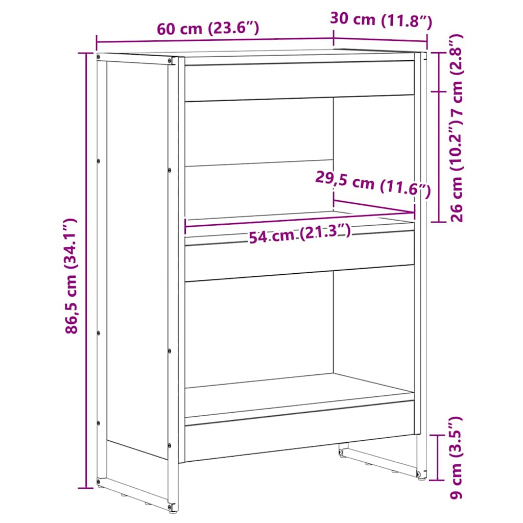 Book Cabinet 60 x 30 x 86.5 cm Engineered Wood Black Oak