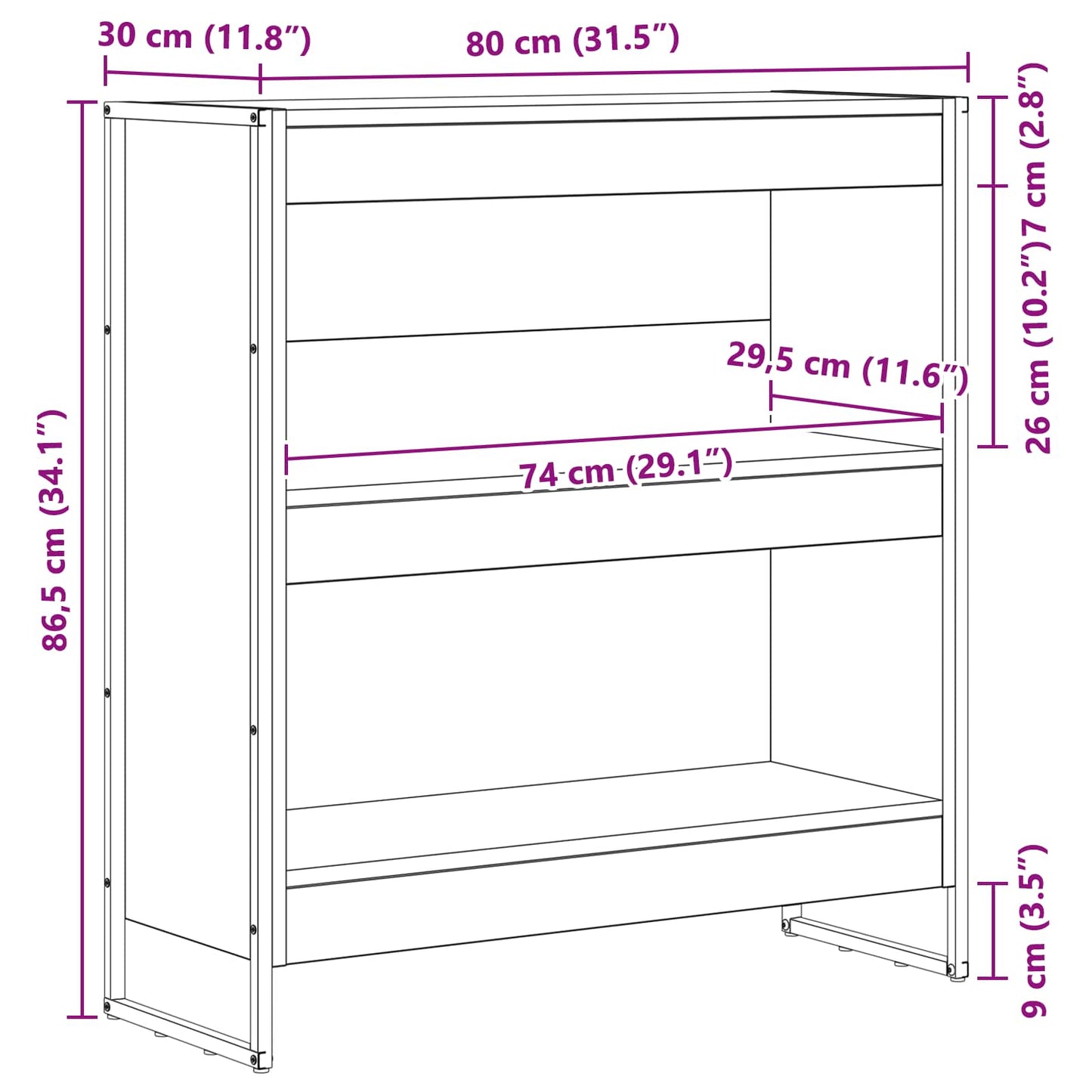 Book Cabinet Smoke Oak 80 x 30 x 86.5 cm Engineered Wood