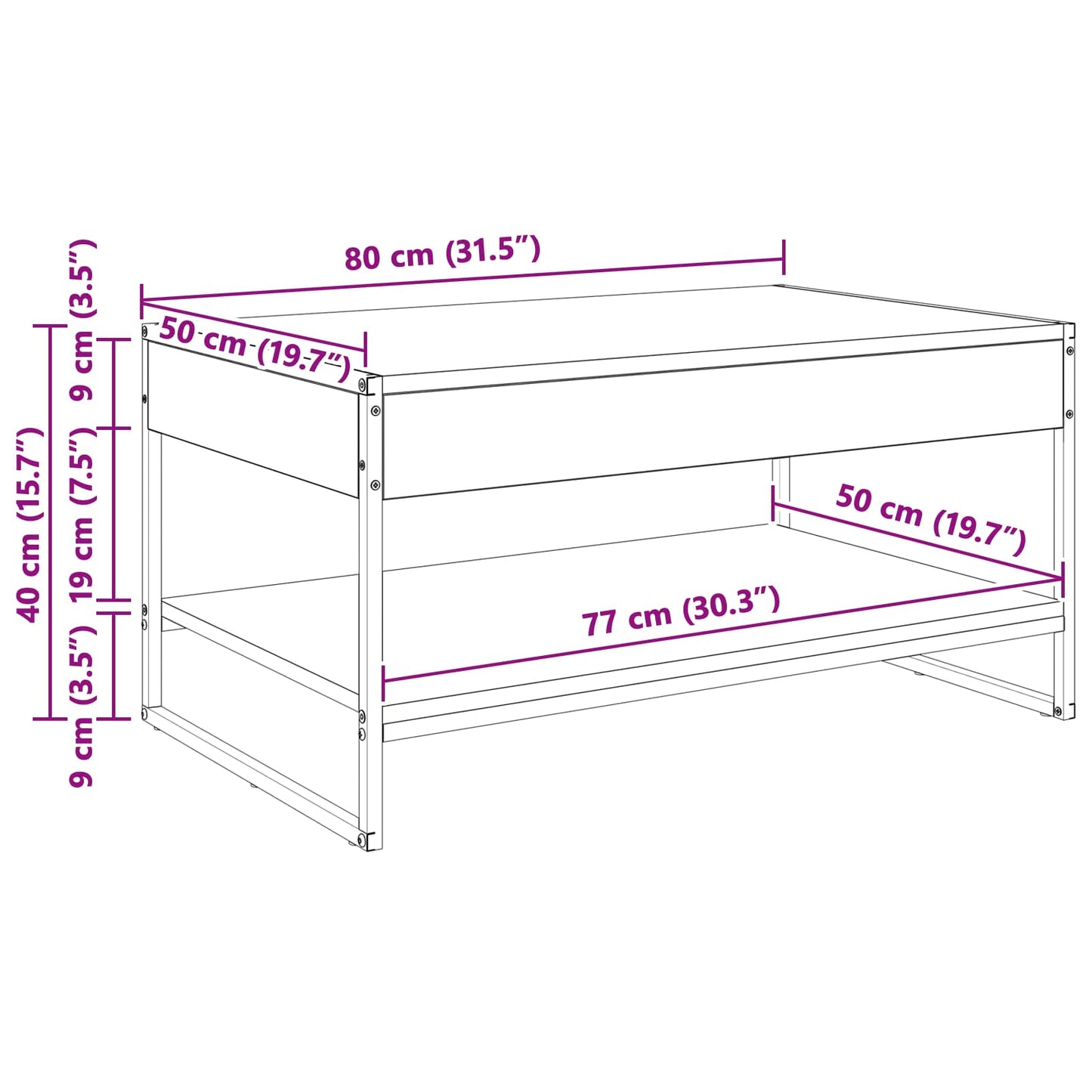 Coffee Table Sonoma 80 x 50 x 40 cm Engineered Wood