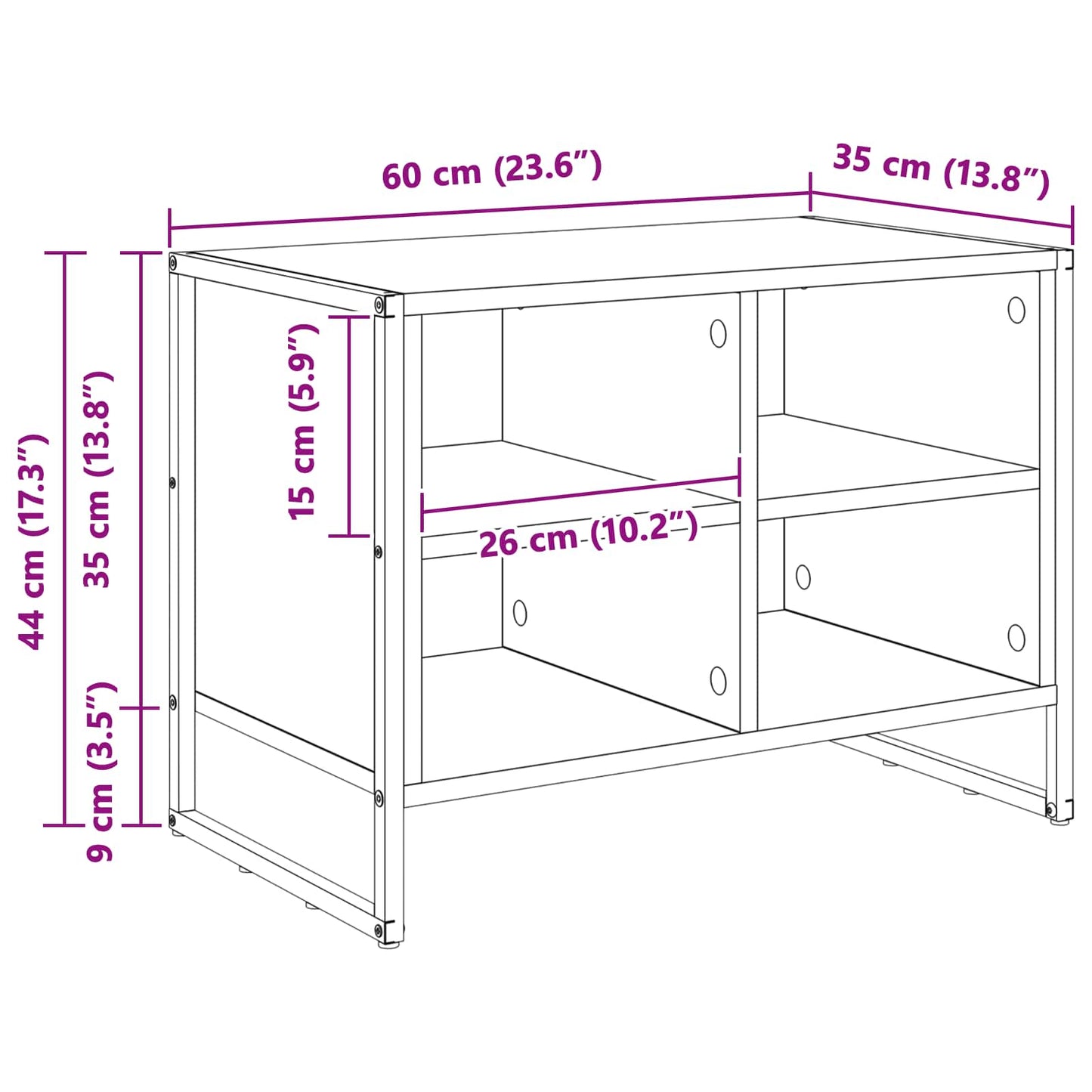 Shoe Cabinet 60 x 35 x 44 cm Engineered Wood Grey Sonoma