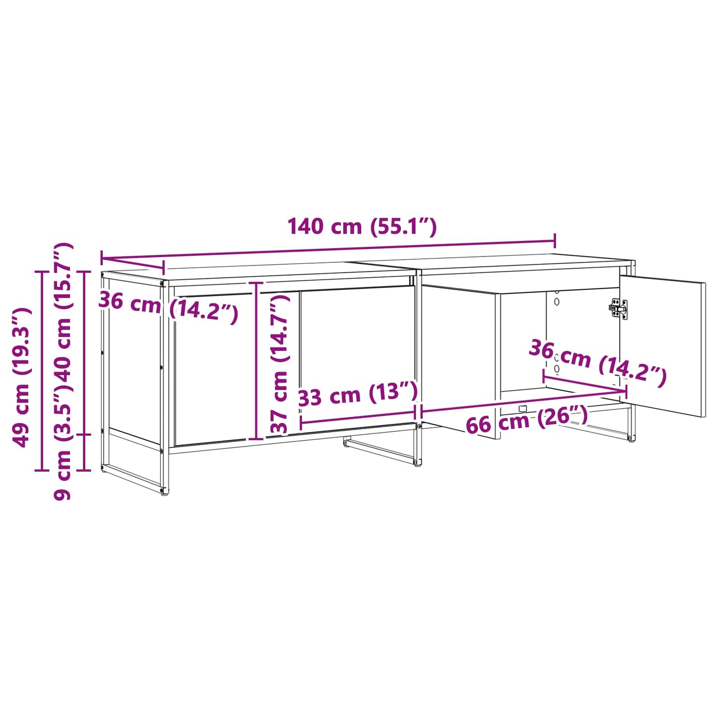 TV Cabinet Grey Sonoma 140 x 36 x 49.5 cm Engineered Wood