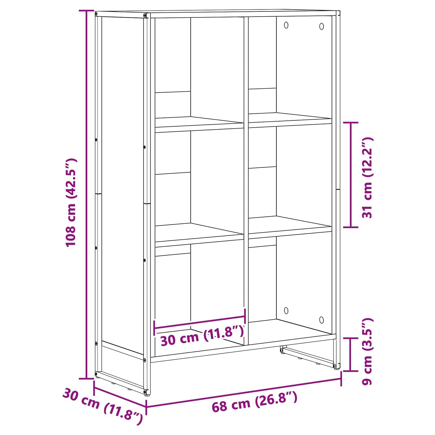 Book Cabinet Grey Sonoma 99.5 x 30 x 108.5 cm Engineered Wood
