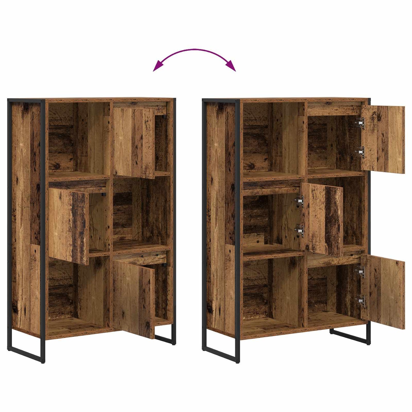 Book Cabinet Old Wood 68 x 30 x 108.5 cm Engineered Wood