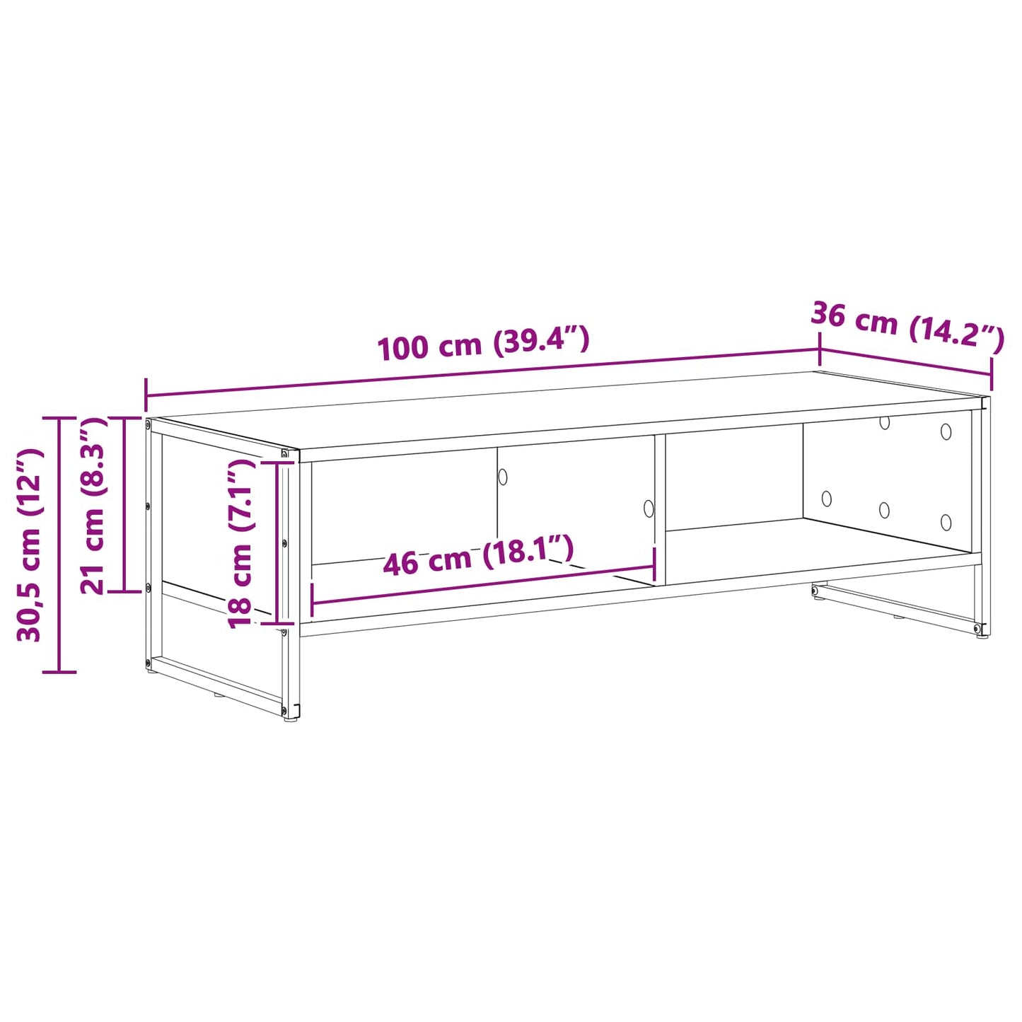 TV Cabinet 100 x 36.5 x 30.5 cm Grey Sonoma Engineered Wood