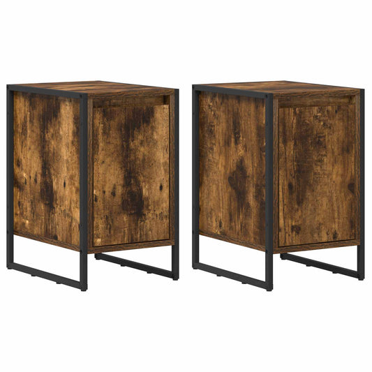 Bedside Table 2 pcs Smoke Oak 39.5 x 30 x 50 cm Engineered Wood Bedside Table 2 pcs Smoke Oak 39.5 x 30 x 50 cm Engineered Wood
