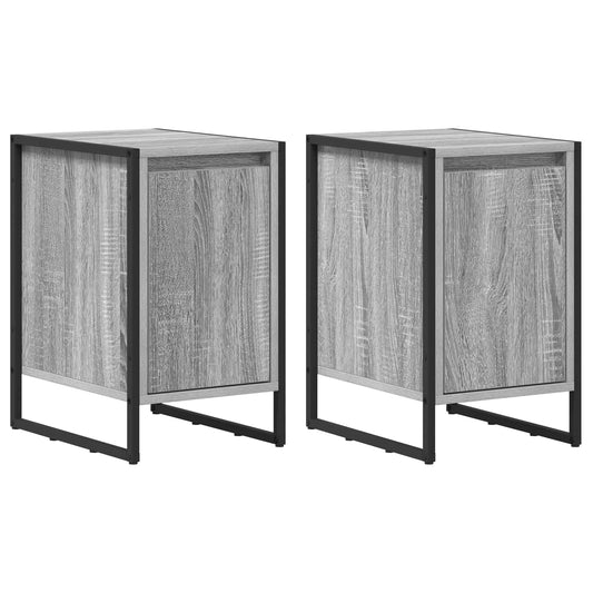 Bedside Table 2 pcs Grey Sonoma 39.5 x 30 x 50 cm Bedside Table 2 pcs Grey Sonoma 39.5 x 30 x 50 cm