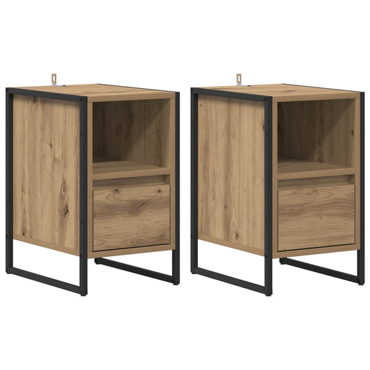 Bedside Table with Drawer 2 pcs Artisian Oak 39.5 x 30 x 50 cm Bedside Table with Drawer 2 pcs Artisian Oak 39.5 x 30 x 50 cm