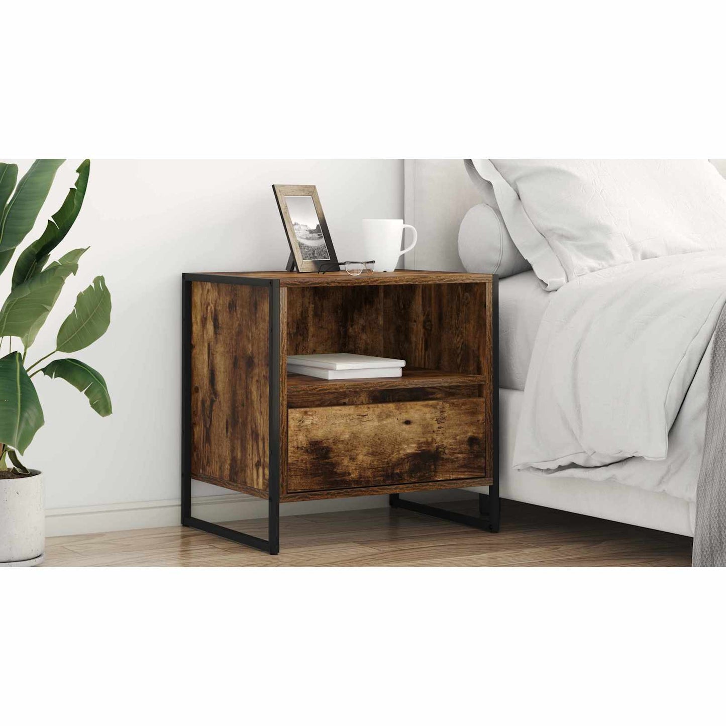 Bedside Table 2 pcs Smoke Oak 50 x 39.5 x 50 cm Engineered Wood