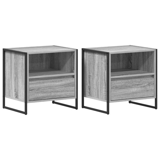 Bedside Table with Drawer 2 pcs Grey Sonoma 50 x 39.5 x 50 cm Bedside Table with Drawer 2 pcs Grey Sonoma 50 x 39.5 x 50 cm