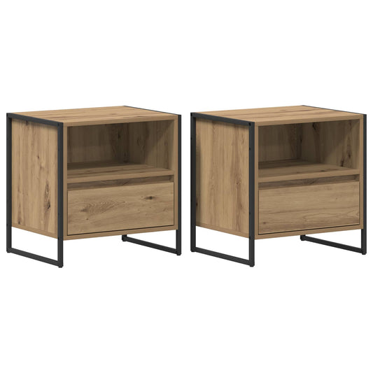 Bedside Table with Drawer 2 pcs Artisian Oak 50 x 39.5 x 50 cm Bedside Table with Drawer 2 pcs Artisian Oak 50 x 39.5 x 50 cm