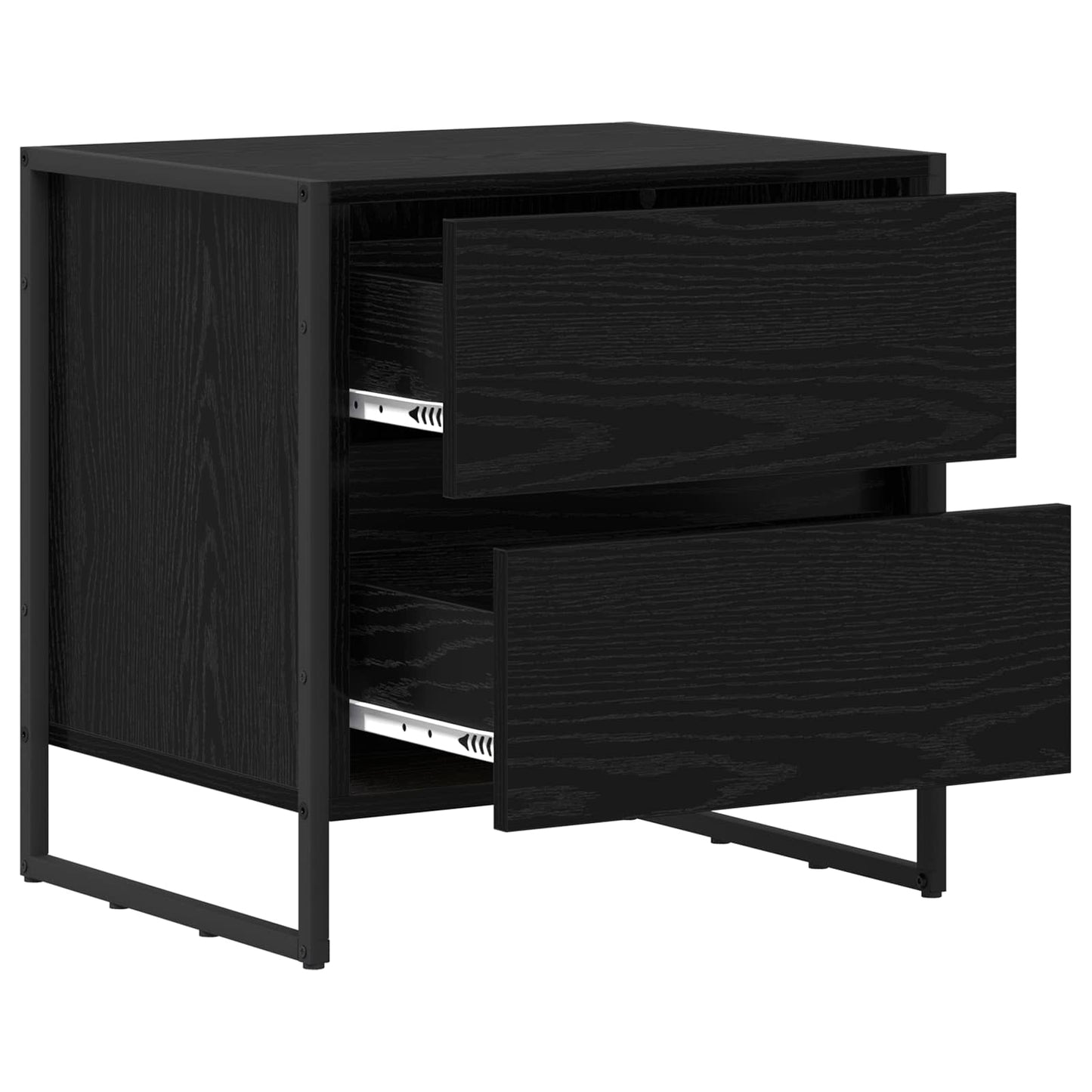 Bedside Table 2 pcs Black Oak 50 x 39.5 x 50 cm Engineered Wood