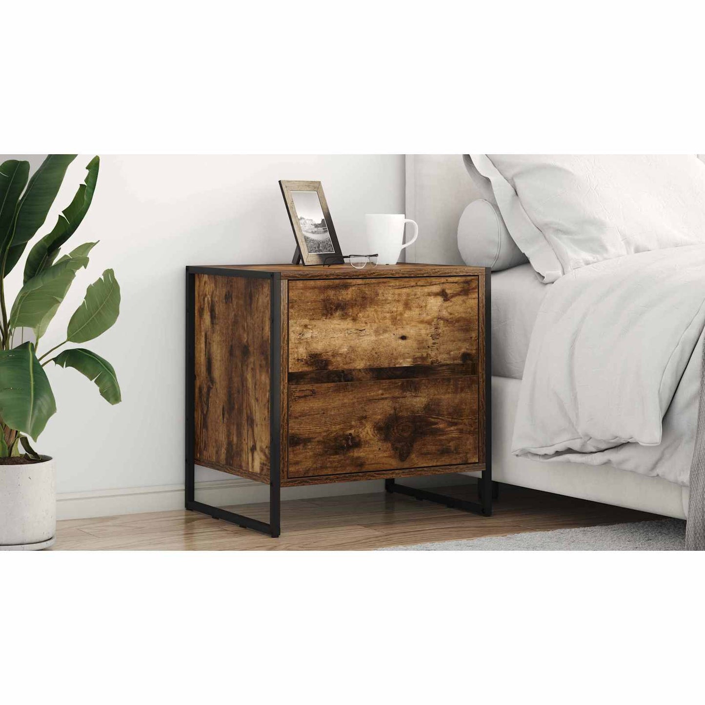 Bedside Table 2 pcs Smoke Oak 50 x 39.5 x 50 cm Engineered Wood