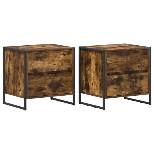 Bedside Table 2 pcs Smoke Oak 50 x 39.5 x 50 cm Engineered Wood Bedside Table 2 pcs Smoke Oak 50 x 39.5 x 50 cm Engineered Wood