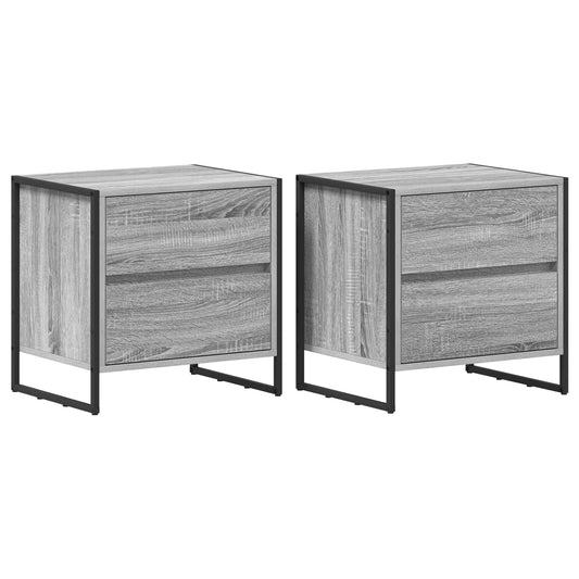 Bedside Table with Drawer 2 pcs Grey Sonoma 50 x 39.5 x 50 cm Bedside Table with Drawer 2 pcs Grey Sonoma 50 x 39.5 x 50 cm