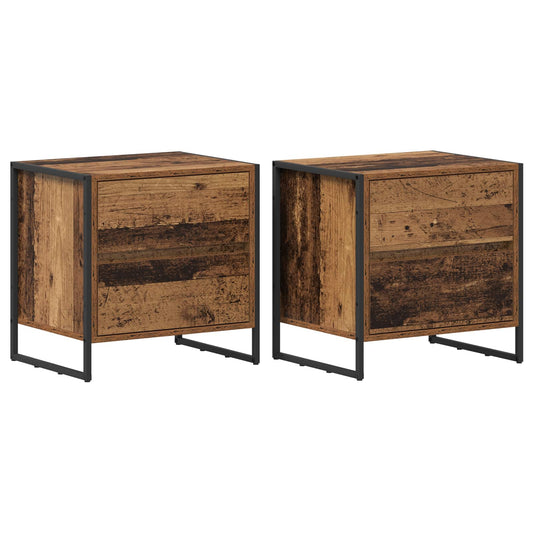 Bedside Table 2 pcs Old Wood 50 x 39.5 x 50 cm Engineered Wood Bedside Table 2 pcs Old Wood 50 x 39.5 x 50 cm Engineered Wood